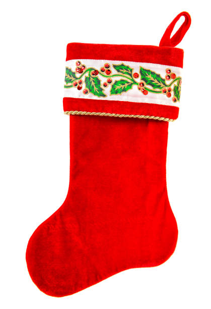 istock Christmas stocking Red sock gifts isolated white background 1077360630