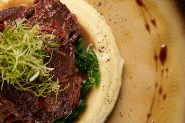 istock Braised beef with red wine and Jerusalem Artichoke Puree 1077379994