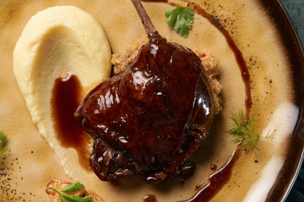 istock Baked Duck drumstick with Quinoa puree, celery, apple 1077380068