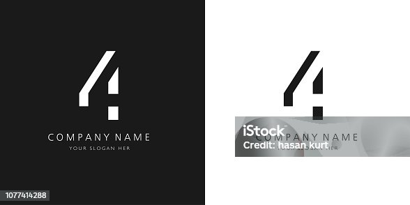 istock 4 logo numbers modern black and white design 1077414288