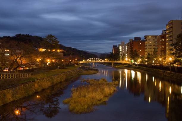 istock Asanogawa river, Kanazawa, Japan. 1077427590