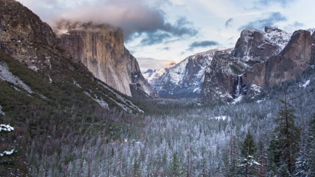 Yosemite Valley Panoramic Winter Sunset Landscape