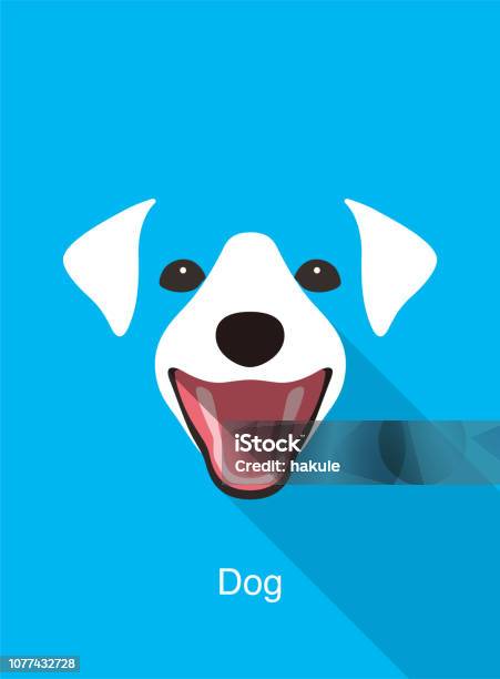 Dog Laughing Face Flat Icon Design Vector Illustration Stock Illustration - Download Image Now