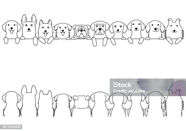 Dogs Border Set Stock Illustration - Download Image Now - Boxer - Dog, Dog, Front View