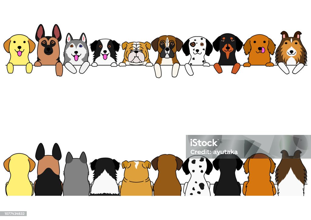 Dog Border Frame Dogs Border Set Stock Illustration - Download Image Now - Border ...