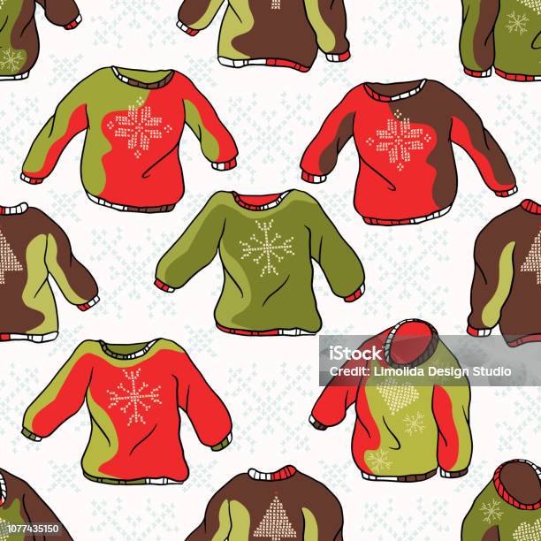 Trendy Nordic Christmas Jumper Seamless Vector Pattern Stock Illustration - Download Image Now