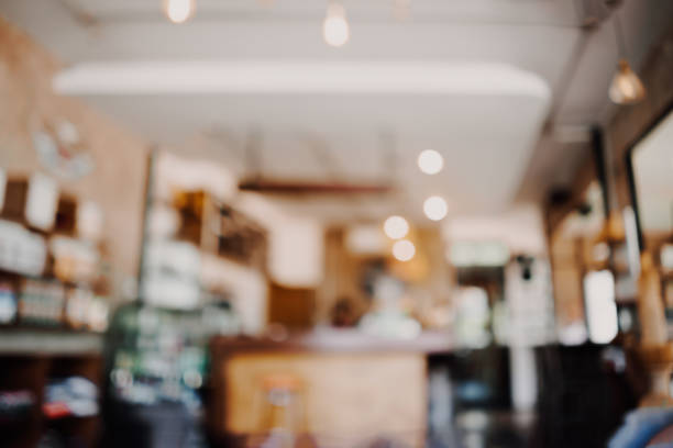 Abstract blur and defocused interior coffee shop or cafe for background.
