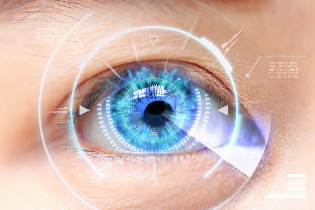istock Digital Composite Image Of Cropped Eye By Icons 1077441868