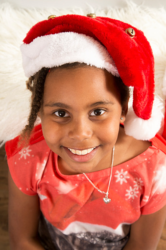 A cute little girl ready for Christmas