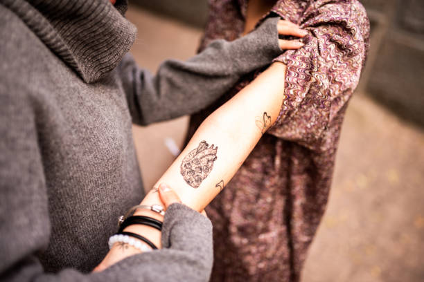 istock Close up of a heart tattoo. 1077472904
