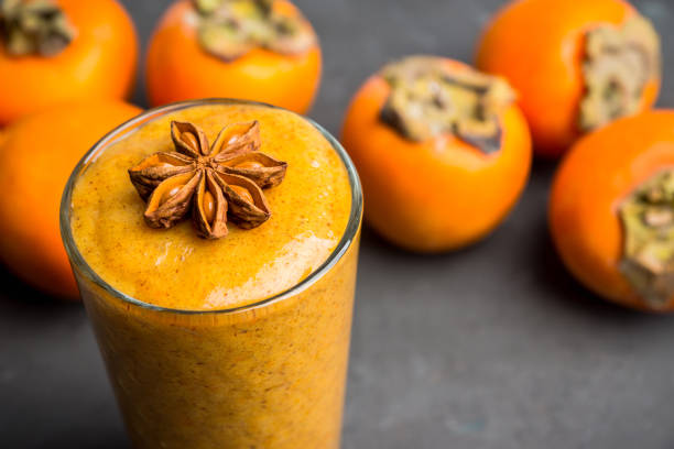 istock Fresh persimmon smoothie with banana and spices 1077477730