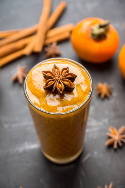 istock Fresh persimmon smoothie with banana and spices 1077477734