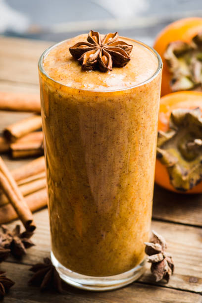 istock Fresh persimmon smoothie with banana and spices 1077477804