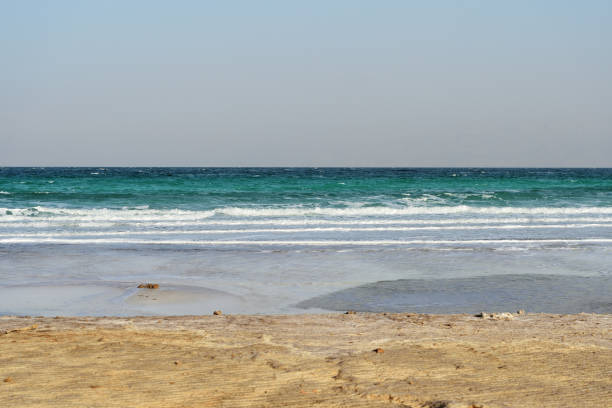 istock Dead Sea seashore in the evening in cloudy weather 1077481514