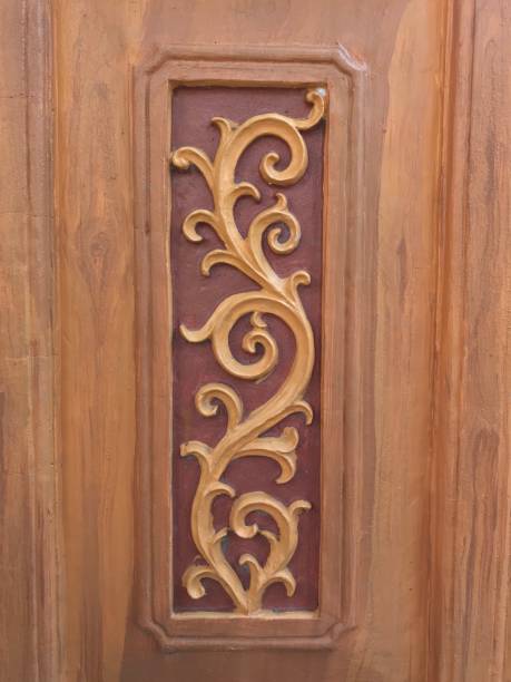 istock Wood craft decoration on the door 1077484244