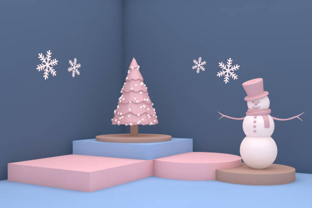 Christmas, Happy New year, Countdown,  beginnings, calendar, podium, staircase, pine tree, snowy, snowman.