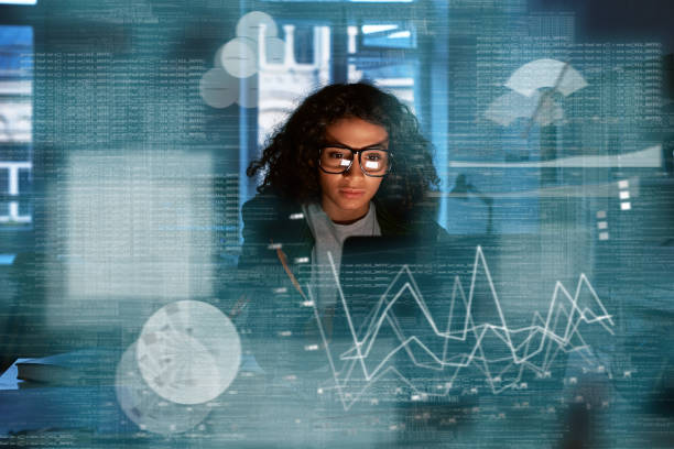istock Young woman is thinking about the statistics 1077503854