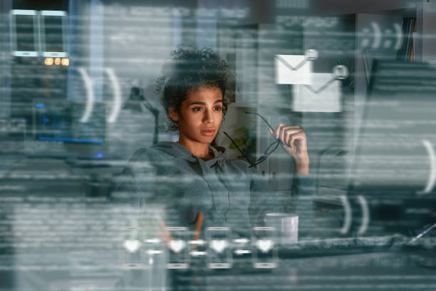 istock Young indian dating developer thinking how to track new events 1077503944