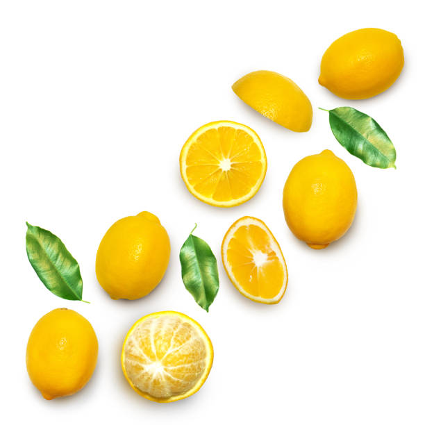 istock Fresh delicious lemon isolated on white background. Creative minimalistic food concept. 1077506420