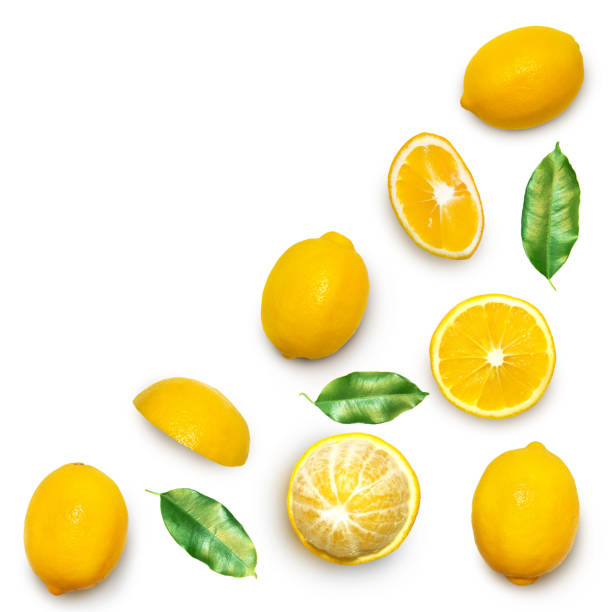 istock Fresh delicious lemon isolated on white background. Creative minimalistic food concept. 1077506428