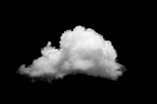 istock White cloud isolated on black background, Black sky and single white cloud 1077506500