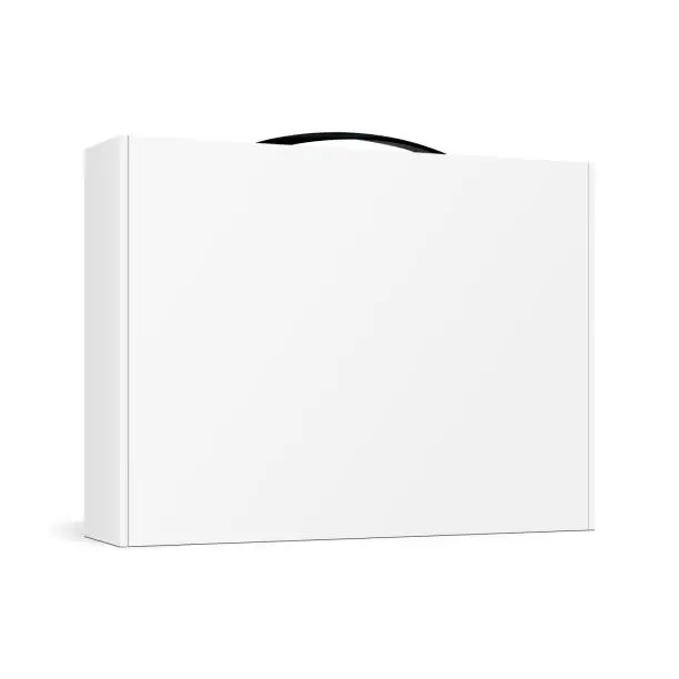 Vector illustration of Box with handle for laptop - half side view