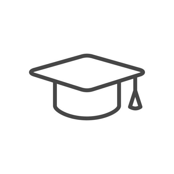 Education line icon Education line icon isolated on white background cap hat illustrations stock illustrations