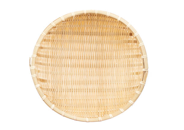 istock Empty wooden fruit or bread basket on white background 1077510916