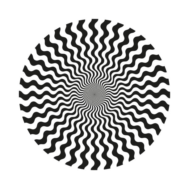 추상적인 원형 선 패턴 - illusion spiral black white stock illustrations