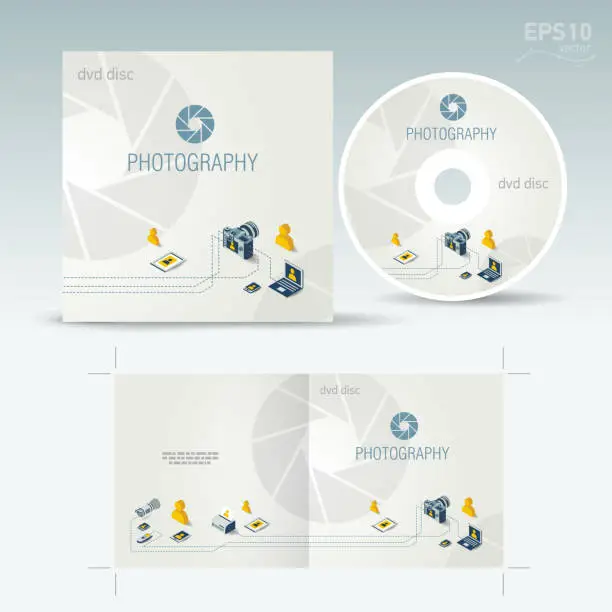 Vector illustration of cd disc cover photography photo camera professional element icons