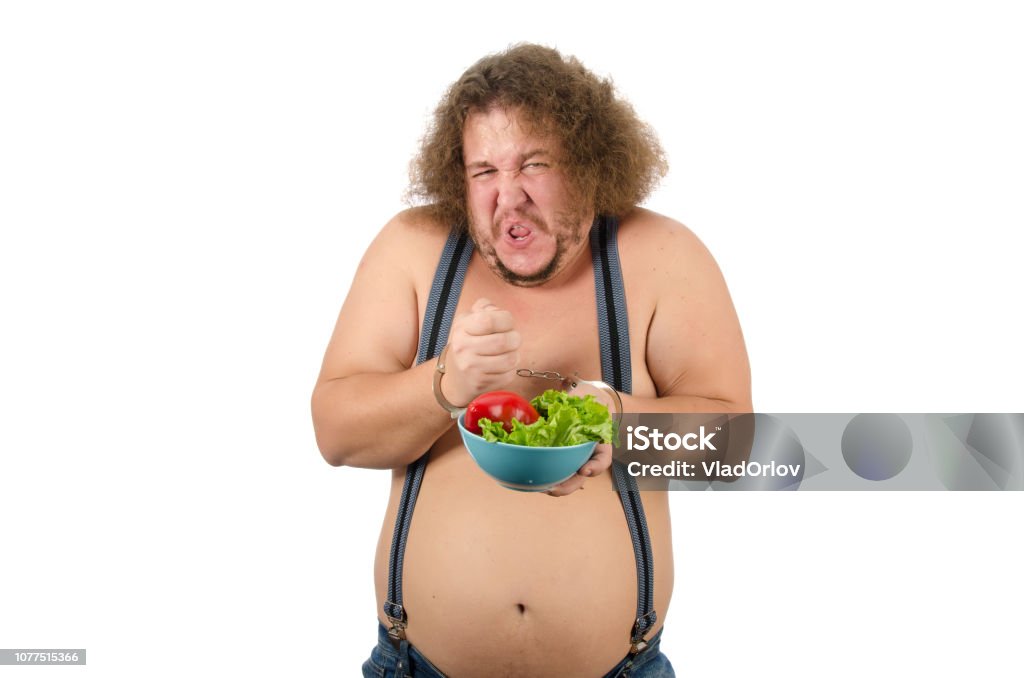 Diet And Healthy Lifestyle Funny Fat Man Stock Photo - Download Image Now -  Abdomen, Adult, Adults Only - iStock