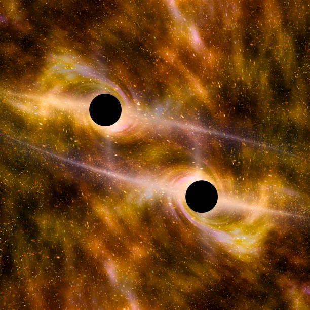 dos agujeros negros chocan - onda gravitacional fotografías e imágenes de stock