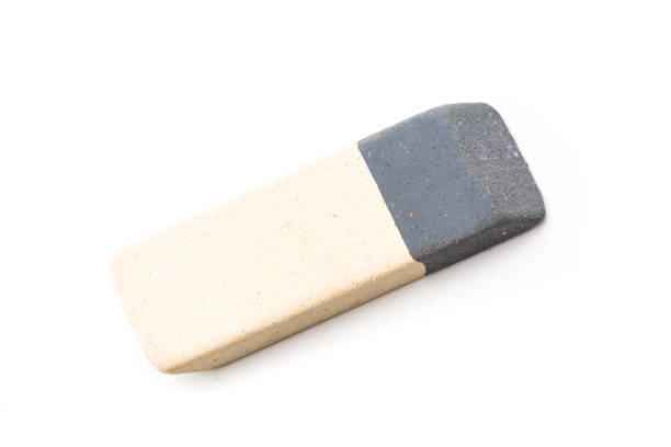 Close up of pencil erasers on gray background