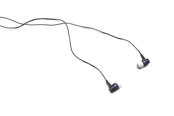 istock black Earphones isolated on white background 1077517906