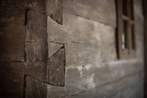 Detail of some wood jointing at an old house.