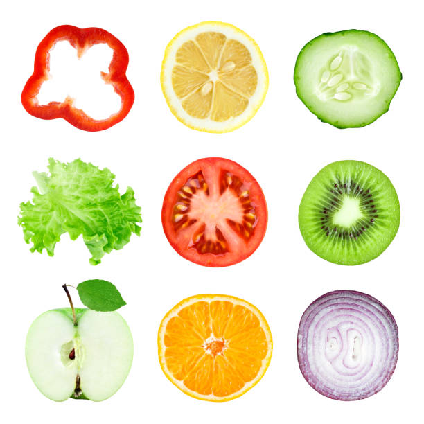 istock Collection of fruit and vegetable slices 1077523012