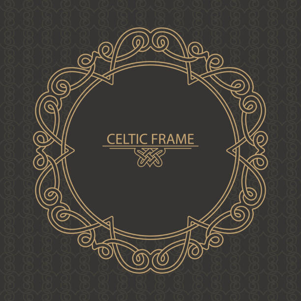 ilustraciones, imágenes clip art, dibujos animados e iconos de stock de el marco de oro celta ejecutado en estilo lineal - celta