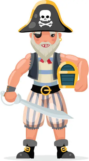 Vector illustration of Pirate costume masquerade party character design vector illustration