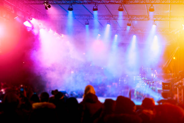istock Defocused entertainment concert lighting on stage 1077536594