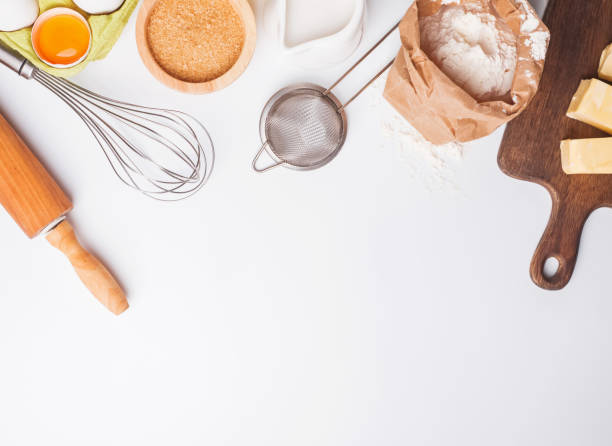 istock Tools and ingredients for baking: flour, eggs, sugar and other. 1077539152