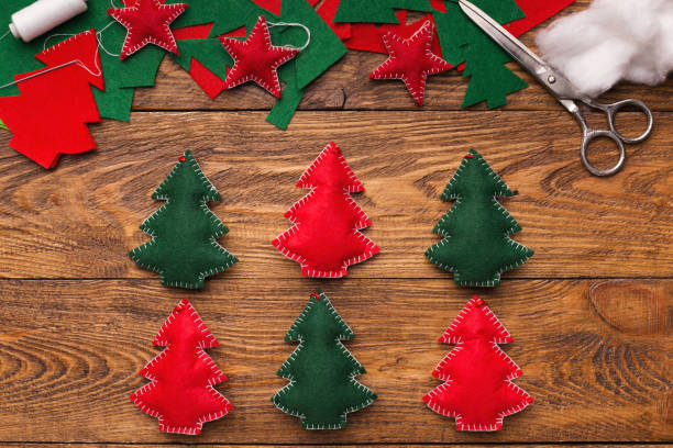 istock Handmade Christmas decorations, diy project for holidays 1077544142