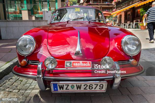 Red Porsche 356 Oldsmobile Vintage Veteran Car Detail Stock Photo - Download Image Now