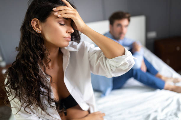 istock People, relationship difficulties, conflict concept - unhappy couple having problems at bedroom 1077548324