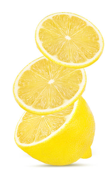 istock Sliced lemon isolated on white background with clipping path 1077550568