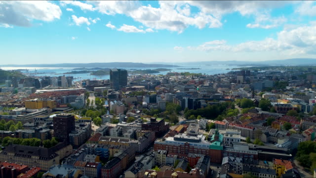 Aerial Footage of Downtown Oslo, Norway