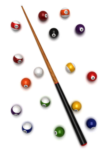 Macro photo of a pool table and billiard balls