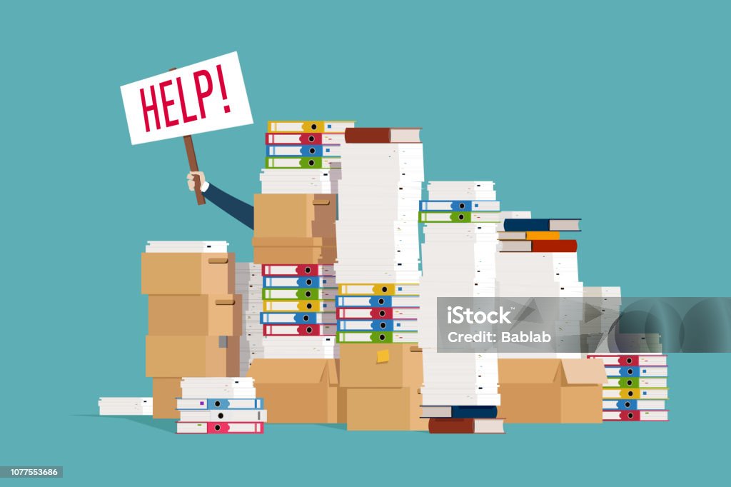 Help Paper Works Man Asks For Help With Paperwork Stock Illustration - Download Image ...