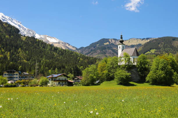 istock Lonely church in a small mountain village 1077557540