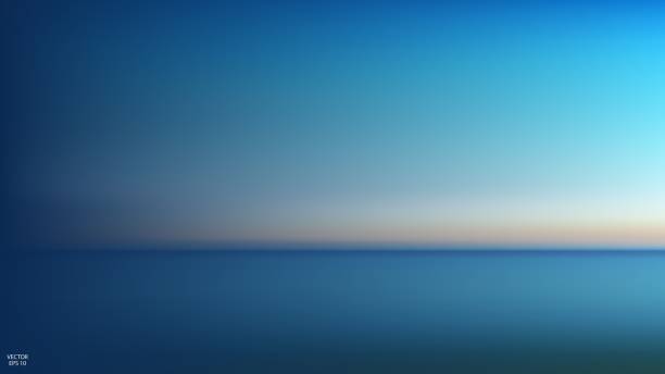 abstrakcyjny panoramiczny widok na wschód słońca nad oceanem. nic tylko niebo i woda. piękna spokojna scena. ilustracja wektorowa - horizon stock illustrations