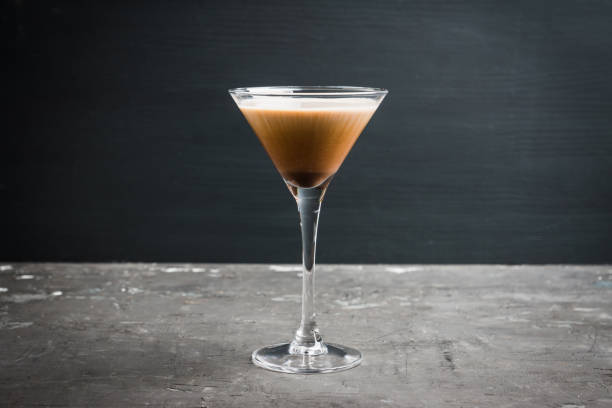 Chocolate martini with spices on the rustic background